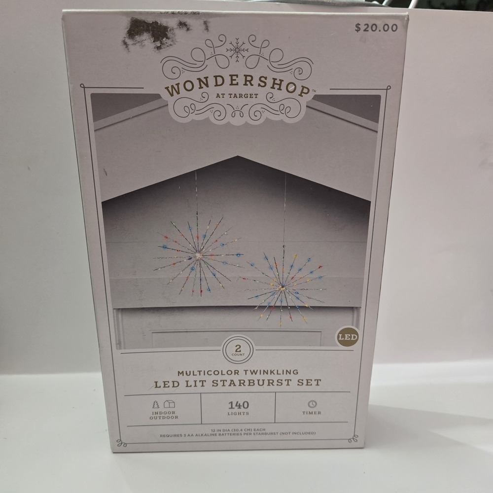 2 pc Wondershop LED Starburst Set Light Target  Battery Operated Timer. 12"
